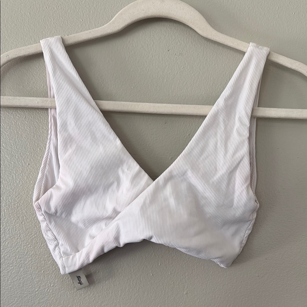 Maaji White Cotton Jane Sporty Bralette Bikini Top / Chinoiserie Holly - Picture 2 of 8